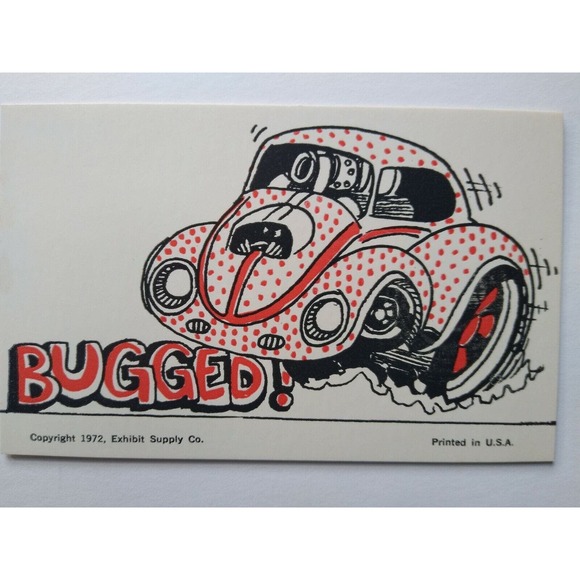 Hot Rod Postcard Bugged Out VW Beetle Bug Monster Sports Car Auto Racer Card 72 - Picture 3 of 3